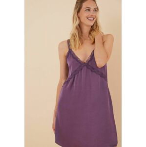 Nočná košeľa women'secret SENSE 2 dámska, fialová farba, čipkovaná, 3416286