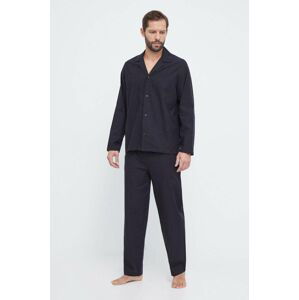 Bavlnené pyžamo BOSS čierna farba, jednofarebná