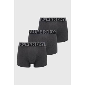 Boxerky Superdry 3-pak pánske, šedá farba