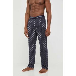 Bavlnené pyžamové nohavice Tommy Hilfiger tmavomodrá farba, vzorovaná