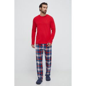 Pyžamo Tommy Hilfiger pánska, červená farba, vzorovaná