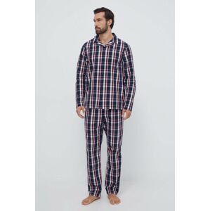Bavlnené pyžamo Tommy Hilfiger tmavomodrá farba, vzorovaná