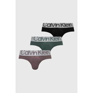 Slipy Calvin Klein Underwear 3-pak pánske, zelená farba