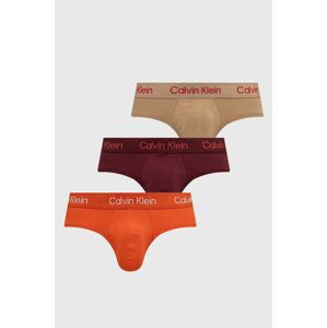 Slipy Calvin Klein Underwear 3-pak pánske, oranžová farba