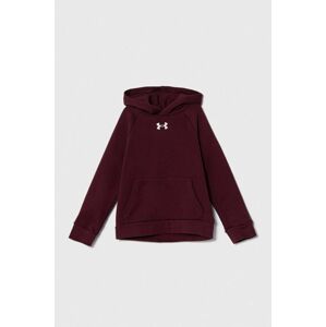 Detská mikina Under Armour UA Rival Fleece bordová farba, s kapucňou, s nášivkou