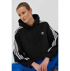 Mikina adidas Originals dámska, čierna farba, s kapucňou, s nášivkou