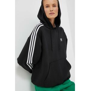 Bavlnená mikina adidas Originals dámska, čierna farba, s kapucňou, s nášivkou