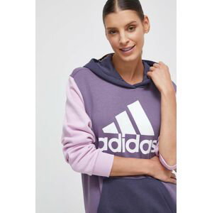 Mikina adidas dámska, fialová farba, s kapucňou, vzorovaná
