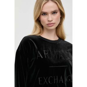 Mikina Armani Exchange dámska, čierna farba, s nášivkou