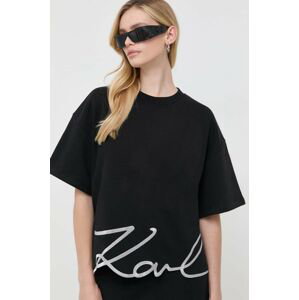 Mikina Karl Lagerfeld dámska, čierna farba, s nášivkou