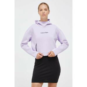 Tréningová mikina Calvin Klein Performance fialová farba, s kapucňou, s potlačou