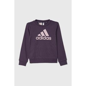 Detská mikina adidas fialová farba, s potlačou