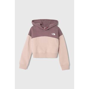 Detská bavlnená mikina The North Face G DREW PEAK CROP P/O HOODIE hnedá farba, s kapucňou, jednofarebná