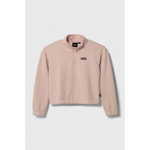 Detská mikina Vans HALF ZIP MOCK PULLOVER VN00077VBQL1 ružová farba, jednofarebná