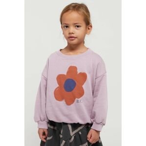 Detská bavlnená mikina Bobo Choses fialová farba, s potlačou