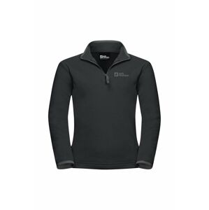 Detská mikina Jack Wolfskin TAUNUS HALFZIP čierna farba, jednofarebná