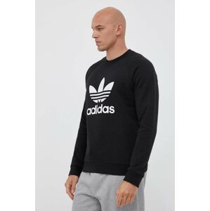 Bavlnená mikina adidas Originals pánska, čierna farba, s potlačou