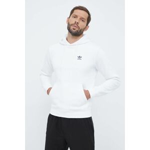 Mikina adidas Originals pánska, biela farba, s kapucňou, jednofarebná