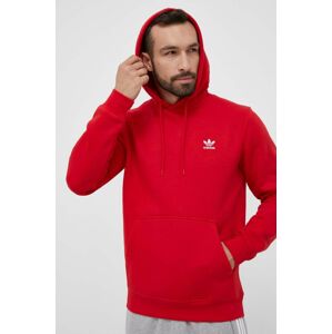 Mikina adidas Originals pánska, červená farba, s kapucňou, s nášivkou