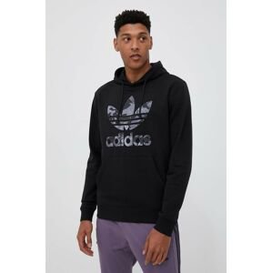 Mikina adidas Originals pánska, čierna farba, s kapucňou, s potlačou