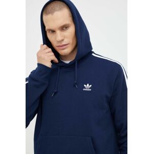 Mikina adidas Originals pánska, tmavomodrá farba, s kapucňou, vzorovaná