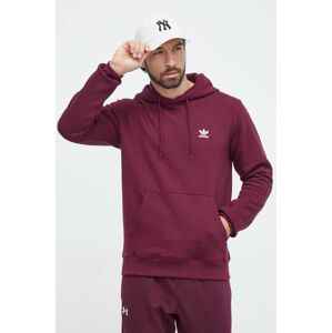 Mikina adidas Originals pánska, bordová farba, s kapucňou, jednofarebná