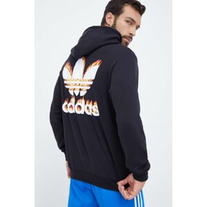 Bavlnená mikina adidas Originals pánska, čierna farba, s kapucňou, s potlačou