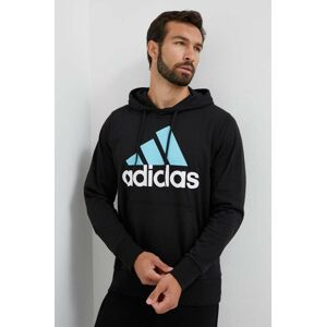 Mikina adidas pánska, čierna farba, s kapucňou, s potlačou