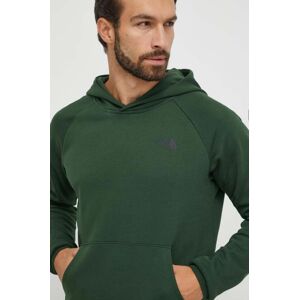 Bavlnená mikina The North Face Raglan Redbox pánska, zelená farba, s kapucňou, s potlačou, NF0A2ZWUI0P1