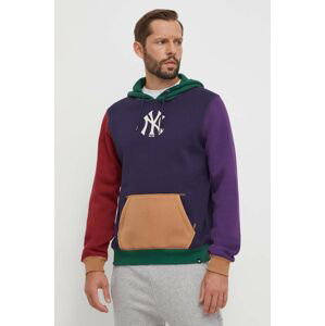 Mikina 47brand MLB New York Yankees pánska, tmavomodrá farba, s kapucňou, vzorovaná