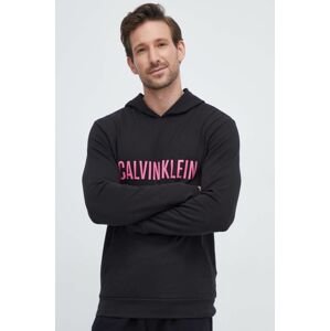 Mikina s kapucňou Calvin Klein Underwear čierna farba, s kapucňou, s potlačou
