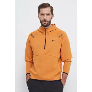 Tréningová mikina Under Armour Unstoppable oranžová farba, s kapucňou, jednofarebná