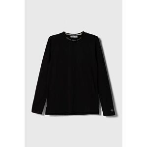 Detská bavlnená košeľa s dlhým rukávom Calvin Klein Jeans čierna farba, jednofarebný
