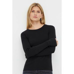 Bavlnené tričko s dlhým rukávom Drykorn Nurit čierna farba