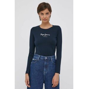 Tričko s dlhým rukávom Pepe Jeans New Virginia dámske, tmavomodrá farba