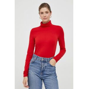 Tričko s dlhým rukávom Sisley dámsky, červená farba, s rolákom