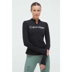 Tréningové tričko s dlhým rukávom Calvin Klein Performance čierna farba, s polorolákom