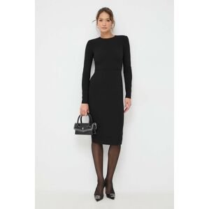 Vlnené šaty Victoria Beckham čierna farba, mini, priliehavá