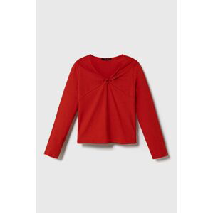 Detské tričko s dlhým rukávom Sisley červená farba