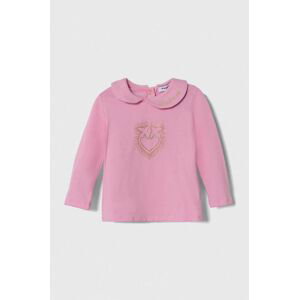 Tričko s dlhým rukávom pre bábätká Pinko Up ružová farba, s golierom