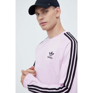 Bavlnené tričko s dlhým rukávom adidas Originals ružová farba, s nášivkou