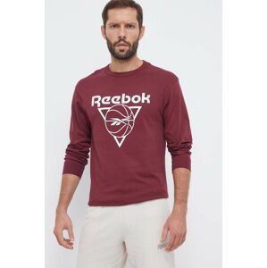 Bavlnené tričko s dlhým rukávom Reebok Classic Basketball bordová farba, s potlačou