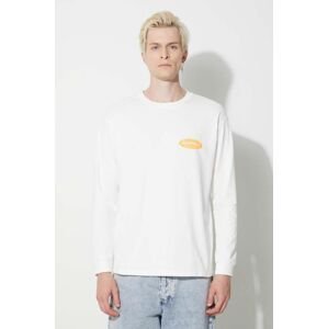 Bavlnené tričko s dlhým rukávom Gramicci Original Freedom Oval Longsleeve Tee biela farba, s potlačou, G3FU.T072