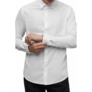 Bavlnená košeľa AllSaints Simmons pánska, biela farba, slim, s klasickým golierom
