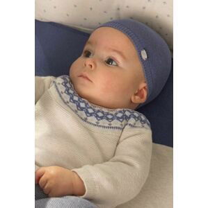 Detská bavlnená čiapka Mayoral Newborn tmavomodrá farba biela, z tenkej pleteniny