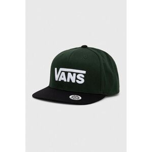 Detská bavlnená šiltovka Vans BY DROP V II SNAPBACK BOYS zelená farba, s nášivkou