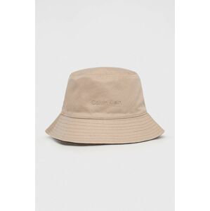 Obojstranný bavlnený klobúk Calvin Klein béžová farba,bavlnený,K60K610992