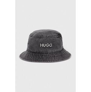 Bavlnený klobúk HUGO šedá farba, bavlnený