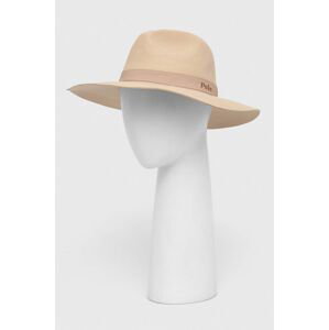 Vlnený klobúk Polo Ralph Lauren béžová farba, vlnený