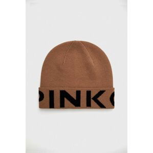 Vlnená čiapka Pinko hnedá farba, z tenkej pleteniny, vlnená